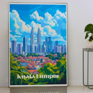 Kuala Lumpur Skyline Wall Art - Malaysia City Print, Petronas Towers Poster, Urban Landscape, Travel Decor, Southeast Asia Art