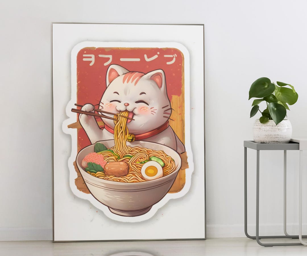 Lucky Cat Ramen Poster: Japanese Kitchen Art Print - Etsy