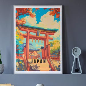 Japan Torii Gate Wall Art - Japanese Shrine Print, Travel Aesthetic, Kyoto Decor, Asian Landscape, Traditional Japan Poster