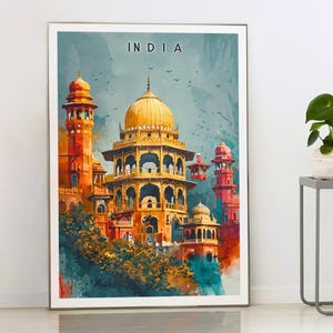 Vintage India Poster – Retro Travel Wall Art, Indian Landmark Print, Cultural Decor for Living Room or Office
