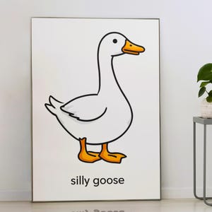 Dummer Gans Druck | Lustige Gans Poster | Enten Illustration | Minimalistische Tier Kunst | Kinder Spielzimmer Dekor | Originelles Geschenk