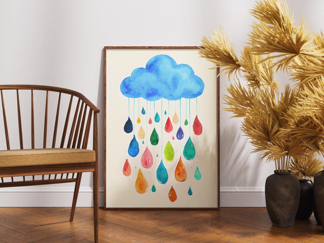 Watercolor Rain Cloud Art Print: Whimsical Nursery Decor - Etsy