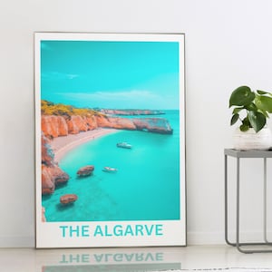 Algarve Portugal Travel Poster – Beach Coastal Wall Art, Algarve Landscape Print, Algarve Décor, Gift for Travel Lovers