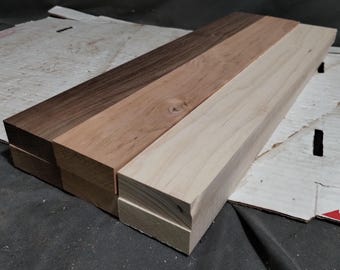 Tiras de madera dura de 16" x 2" x 3/4" de nogal, cerezo y arce.