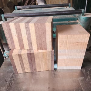 1 (One) Beautiful kiln dried laminated mixed hardwood, walnut, cherry, oak, bowl blanks great for lathe turning 5&quot; X 5&quot; X 8&quot; thick
