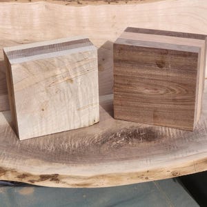 2 (two) Kiln Dried laminated black walnut, cherry, maple, and oak bowl blank great for lathe turning 7&quot; X 7&quot; X 3.5&quot;-4&quot;