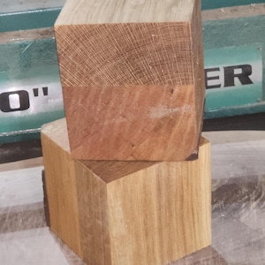 2) two beautiful kiln dried cherry and oak bowl blanks great for lathe turning 4&quot; X 4&quot; X 4.5&quot; thick