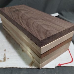 5 (five) (12" x 5" x 3/4") variety kiln dried boards walnut, maple, cherry, oak, wormy ash