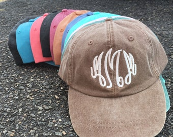 Baseballpet van katoenen keperstof met monogram, Adams-hoed met laag profiel