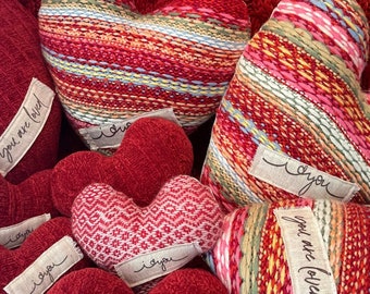 valentine heart pillow, upcycled heart pillow, heart sweater pillow