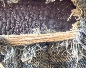 Applique patch peek a boo patch, visible mending patch, denim quilted patch