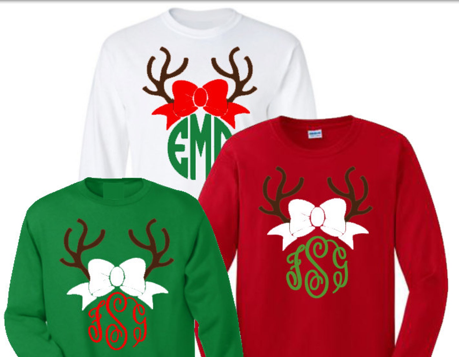 Christmas Monogram Shirt YOUTH SIZED Glitter - Etsy