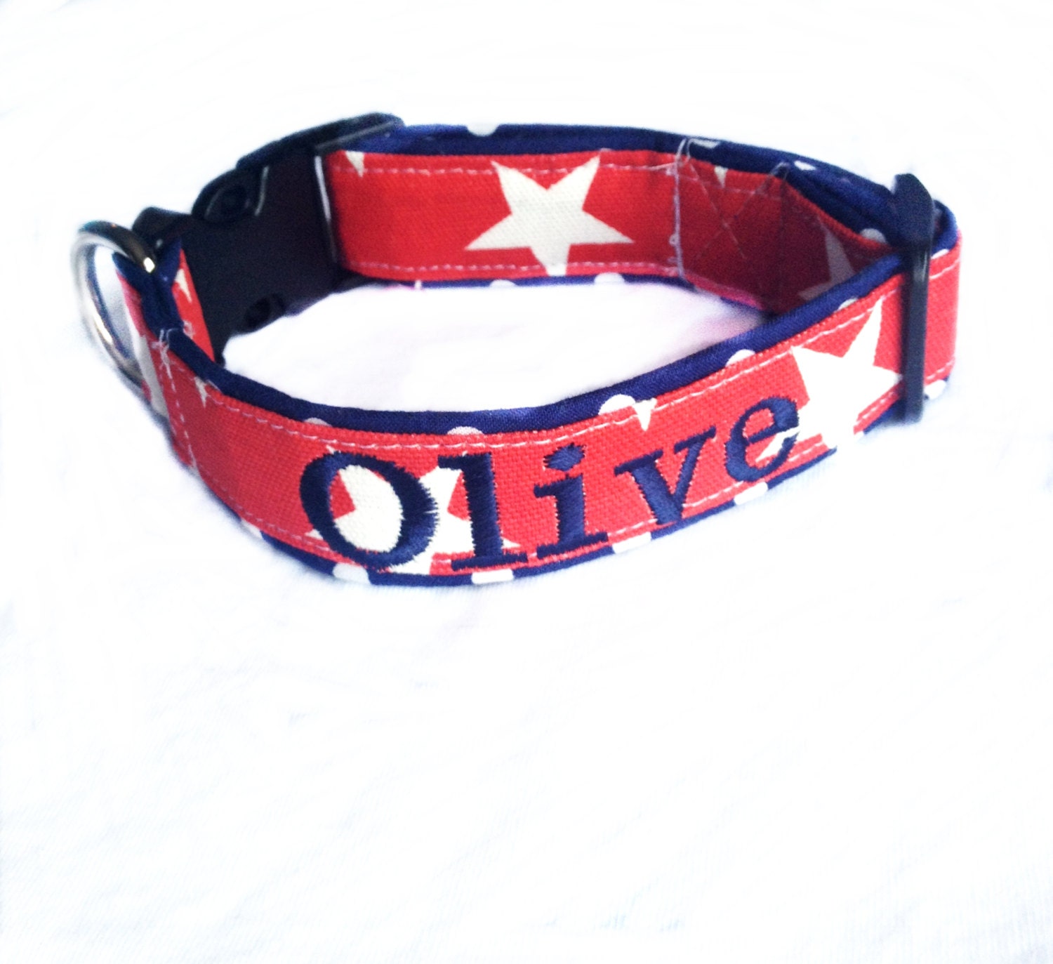 Red white blue dog collar Monogrammed Dog Collarpersonalized Etsy