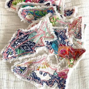 Upcycled Fabric Fish Applique Patch, Hand-Sewn Textile Art, Boho Sew-On Badge