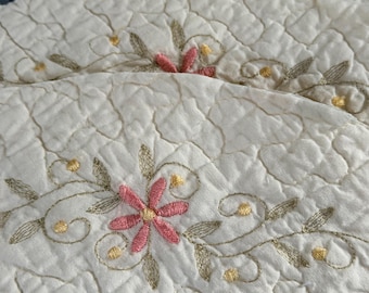Vintage quit scraps, white embroidered quilting pieces