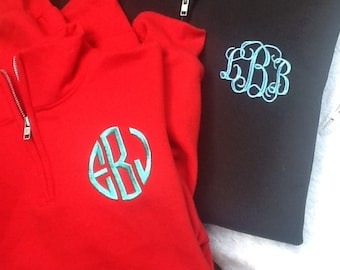 Monogrammed Quarter Zip Sweatshirt