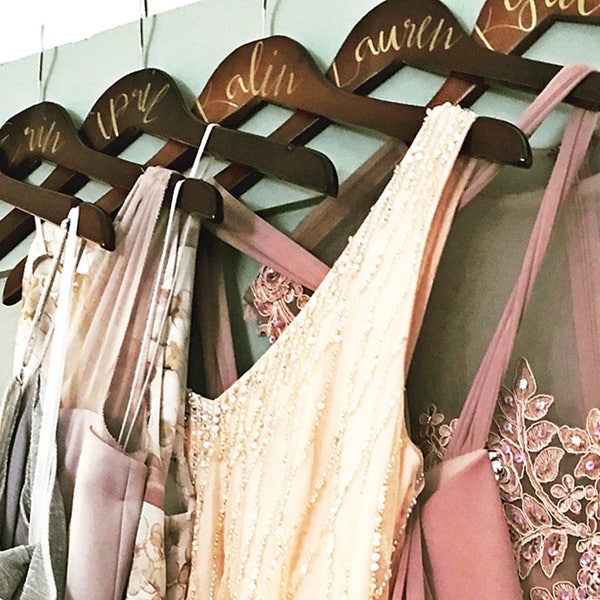 Personalized Wooden Bridesmaid Hanger, Gold Foil Name