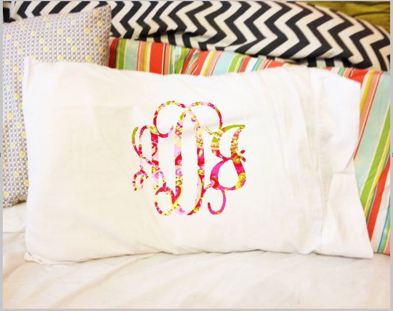 Monogrammed Pillow Case Lilly Inspired Monogram Etsy