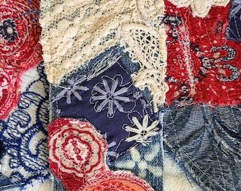 Patriotic patch collection, upcycled fringe and frayed collection 20 pieces