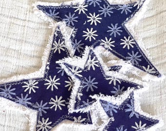 Hand-Sewn Patriotic Star Patch, Upcycled Textile Art, Boho Sew-On Badge BUY3get one free