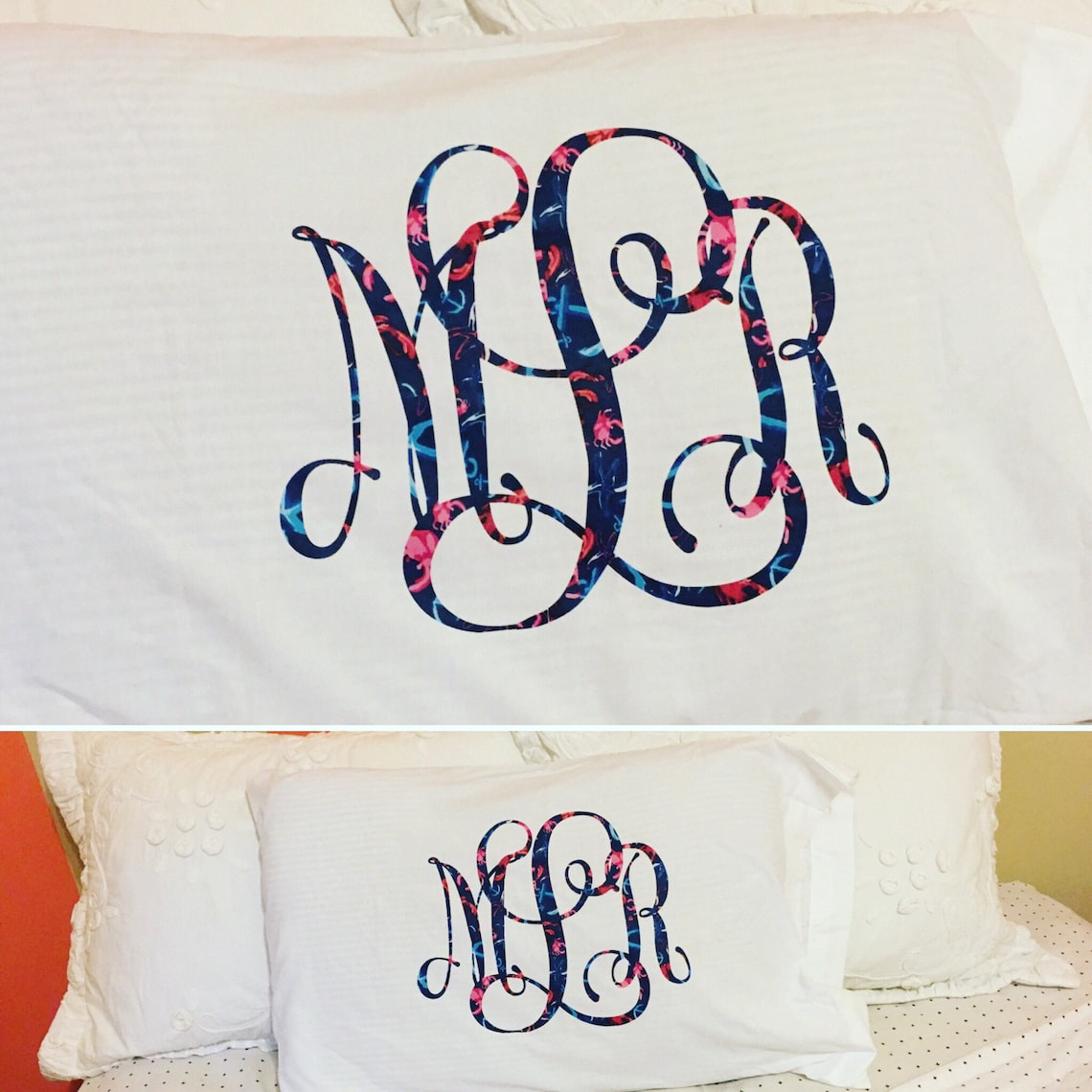 Monogrammed Pillow Case Lilly Inspired Monogram Etsy