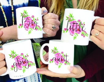 big little sorority mug, floral sorority mug