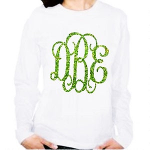 oversized monogram shirt, glitter monogram shirt,