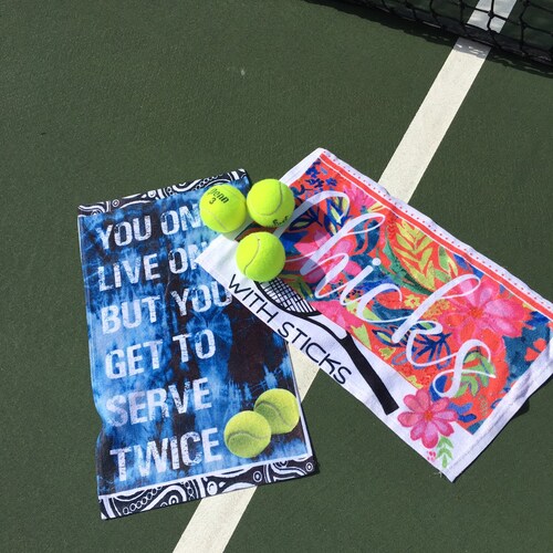Tennis Graphic Towel, Absorbent Sports Gift (11x17)
