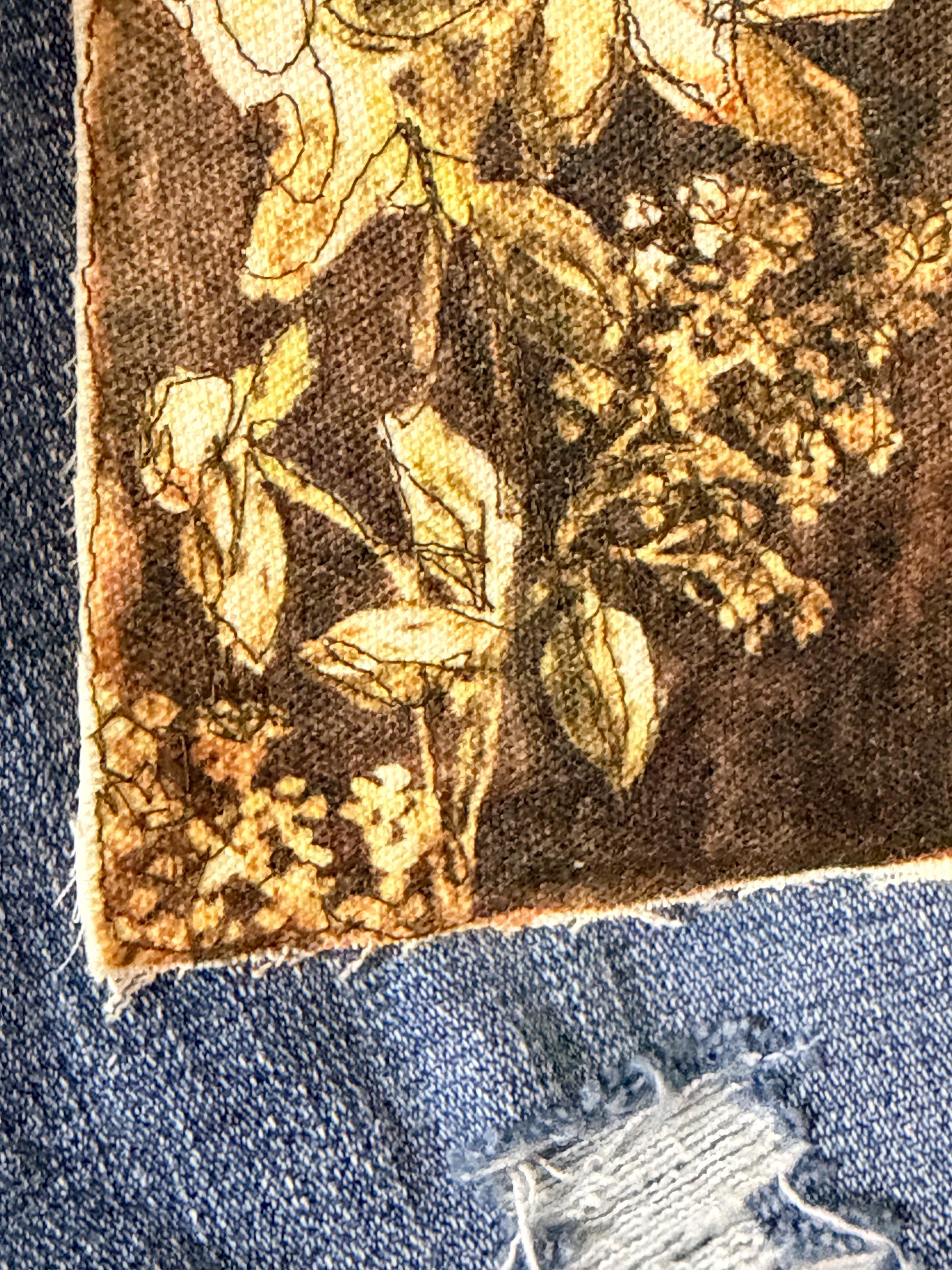 Distressed Floral Patch, Slow Stitch Embroidered, Boho Upcycle ...