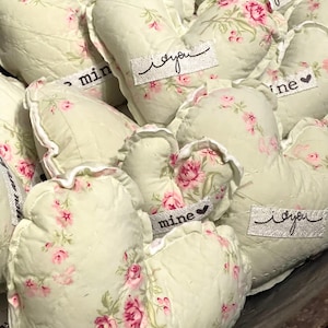 Valentine heart pillow, upcycled quilt pillow, love message pillow, vintage quilt pillow