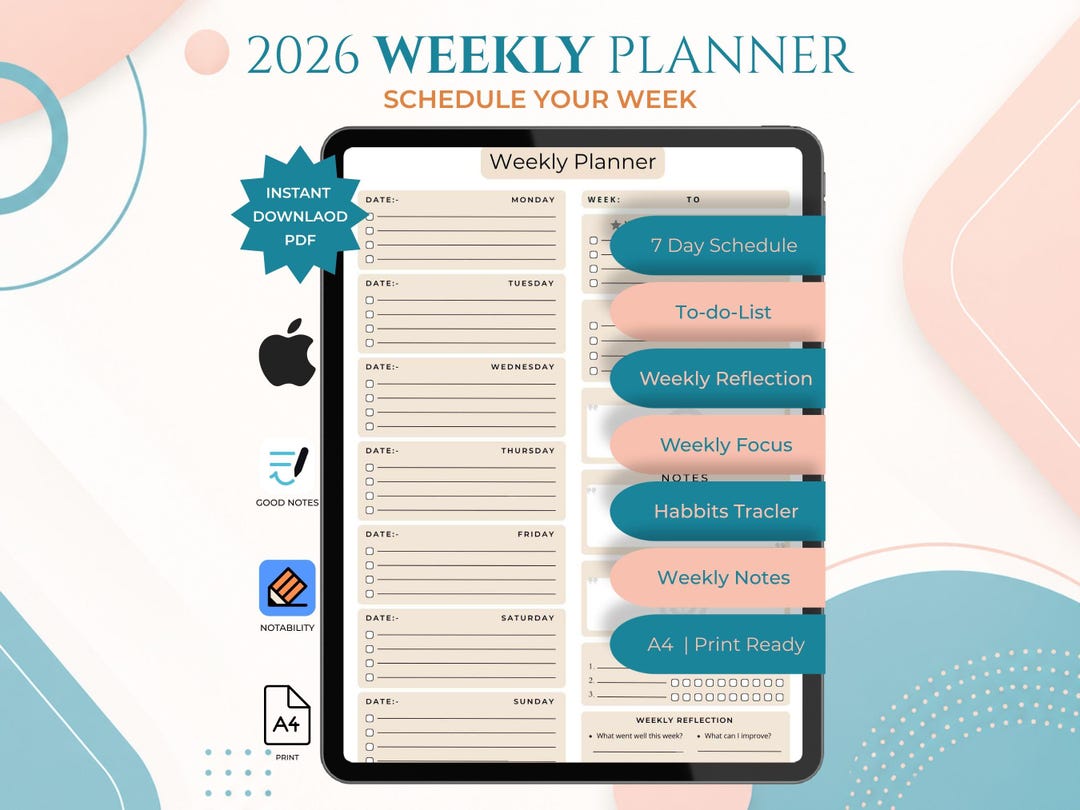 2026 Weekly Planner Printable | Wochenplaner PDF Productivity | Digital ...