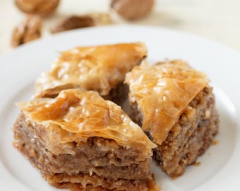 Fresh Turkish Walnut Baklava | Authentic Sherbet Dessert | Gourmet Gift for Holidays & Special Occasions