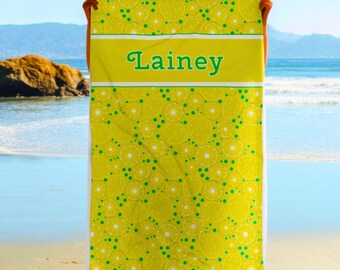Personalized Lemon Beach Towel: Vibrant Yellow, Custom Pool Gift, High-Visibility, Brightly Colored, Summer, Custom Name
