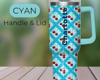 Cherries & Lace Tumbler 40oz: Personalized Stainless Steel Insulated Cup, Vacuum Thermal Travel Mug, stanley dupe, Cutesy, Coquette, Checker