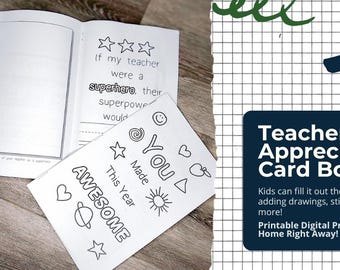 Teacher Appreciation Fill-in-the-Blank Booklet: DIY Gift (Instant Download PDF), Printable for Kids, End of Year Keepsake, Thank You