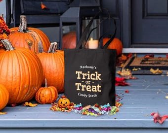 Candy Stash Personalized Trick-or-Treat Bag: Custom Halloween Tote for Kids with Name, Heirloom-Quality Canvas Bag