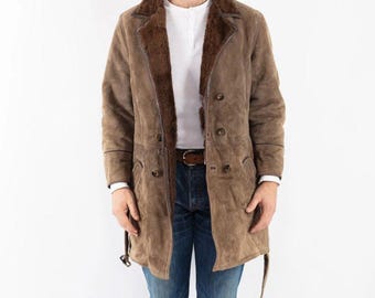 Men’s Sheepskin Coat – Real Shearling Winter Jacket – Warm Fur-Lined Leather Overcoat – TrendyApparelsCo