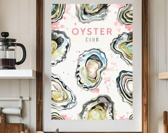 Oyster Wall Art Print – Oyster Print • Oyster Painting • Fisherman Aesthetic • Oyster Plate • Beachy Prints • Oyster Art • Food Wall Art