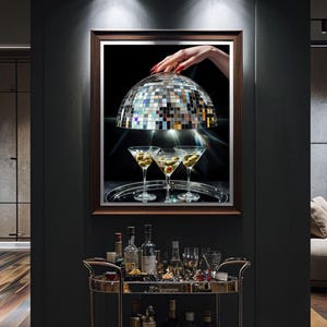 Impresión de Martini Sucio - Impresión de Bola de Discoteca - Arte de pared de Martini, Impresiones de Carrito de Bar, Póster de Martini, Letrero de Bebida de Autor, Póster de Cóctel