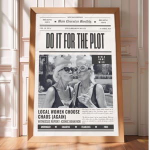 Zrób to dla fabuły – modny nadruk w gazecie, dziewczęca sztuka ścienna, szefowa, New York Times, plakat do magazynu, nadruk na wózku barowym, wystrój w stylu retro w stylu vintage