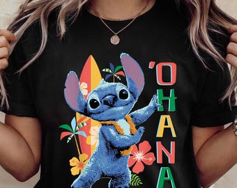 Vintage Lilo & Stitch Tee: Retro Hawaiian 'Ohana Hula Beach Shirt