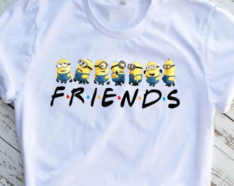 Minions Friends Graphic Tee: Funny Cartoon Shirt, Matching Family Outfit