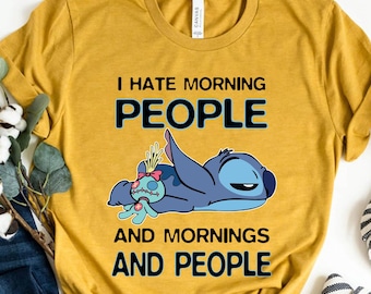 Stitch I Hate Morning People Shirt, Funny Lilo & Stitch Tee, Disney Stitch Shirt, Cute Cartoon Shirt, Disneyland Outfit, Disney Vacation Tee