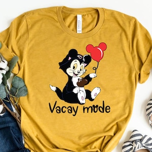 Figaro Vacay Mode Shirt, Pinocchio Disney Tee, Geppetto’s Pet Shirt, Disneyland Shirt, Disney World Shirt, Unisex Figaro Cat Shirt.