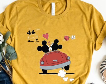 Mickey And Minnie Kissing In Car Shirt, Disney Valentine’s Day Shirt, Romantic Disney Shirt, Mickey Mouse & Minnie Shirt, Disneyland Shirt.