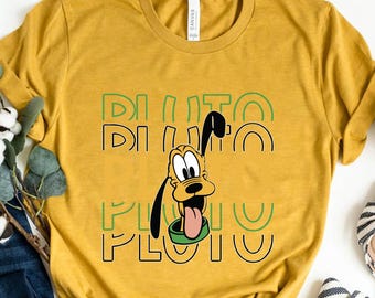 Retro Pluto Stacked Face Shirt, Vintage Disney Character Tee, Pluto Disney World Shirt, Disneyland Vacation Shirt, Classic Pluto Shirt