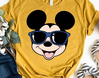 Mickey Mouse Face With Sunglasses Vintage Shirt, Retro Disney Character Tee, Cool Mickey Shirt, Disneyland Outfit, Disney World Shirt