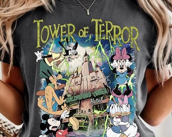 Comfort Colors® Retro Disney Tower Of Terror Shirt, Mickey & friends Twilight Zone Vinateg Shirt, Disney Rides Shirt, Hollywood Studios Tee.