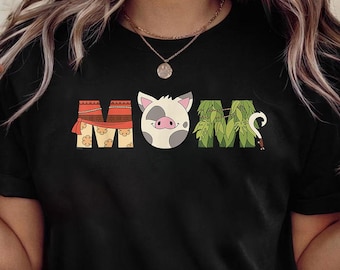 Vintage Disney Moana Letters Pua Maui Mother’s Day Birthday Best Mom Premium T-Shirt, Disney Trip Gift for Mom, Disneyland Vacation Shirt
