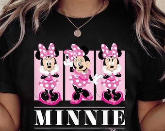 Vintage Mickey and Friends Minnie Mouse Pink Grid Premium T-Shirt, Disney Trip Gift, Cute Vacation Tee for Kids & Adults, Retro Disney Shirt